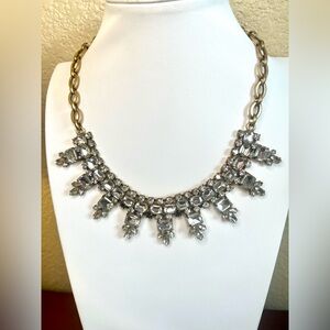 RARE J. Crew Clear Faceted Intricate Crystal Rhinestone Statement Necklace
